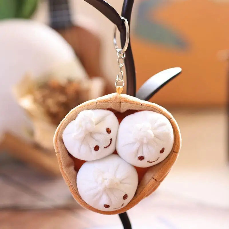 Kawaii Xiaolongbao Plush Keychain | Soft Bun Keyring Gift Plush Keychain QXL