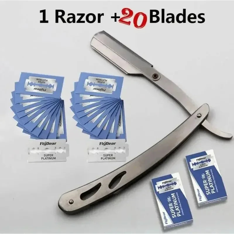 Men's Straight Folding Razor | Stainless Steel Barber Shaver Straight Folding Razor QXL