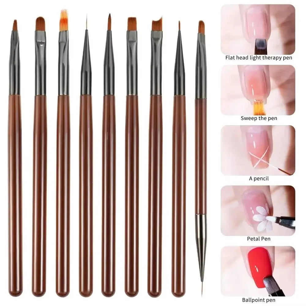 9-Piece Nail Art Brush Set | UV Gel, Liner & Acrylic Nail Art Brush Set QXL