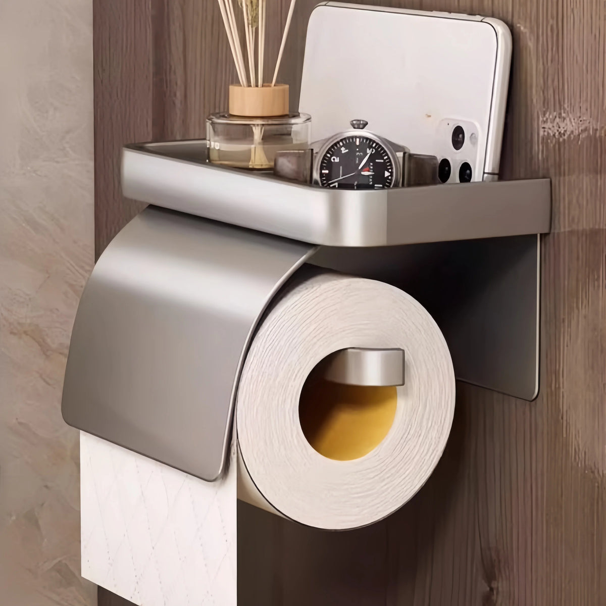 Self-Adhesive Toilet Paper Holder with Shelf | Wall Mount Toilet Paper Holder QXL
