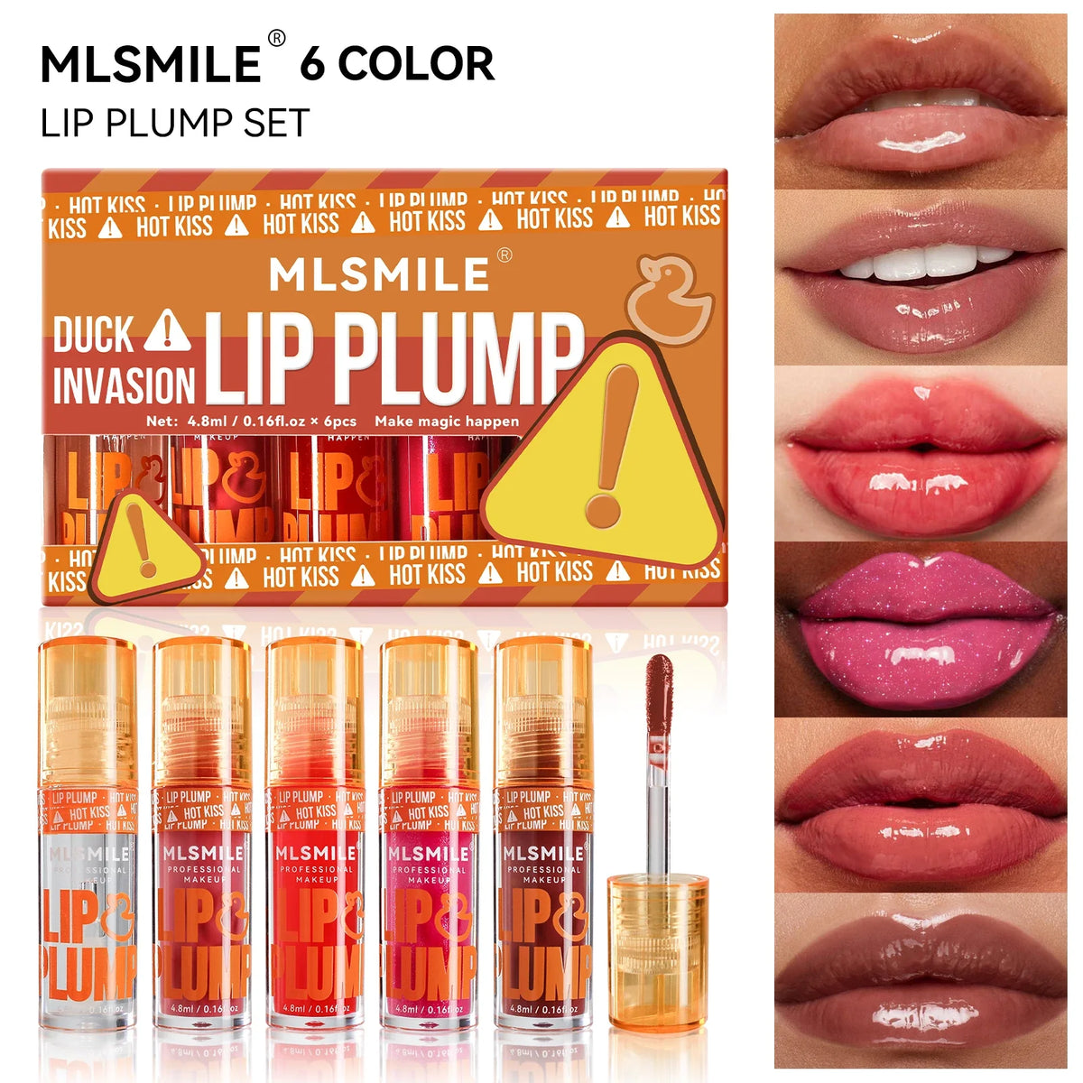 MLSMILE 6-Pc Mirror Gloss Lip Glaze Set | Fruit Lip Oil Lip Gloss Set QXL
