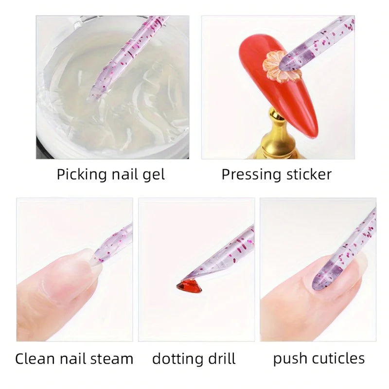 100-Pack Double-End Crystal Cuticle Pusher Sticks – Nail Art Cuticle Pusher Sticks QXL