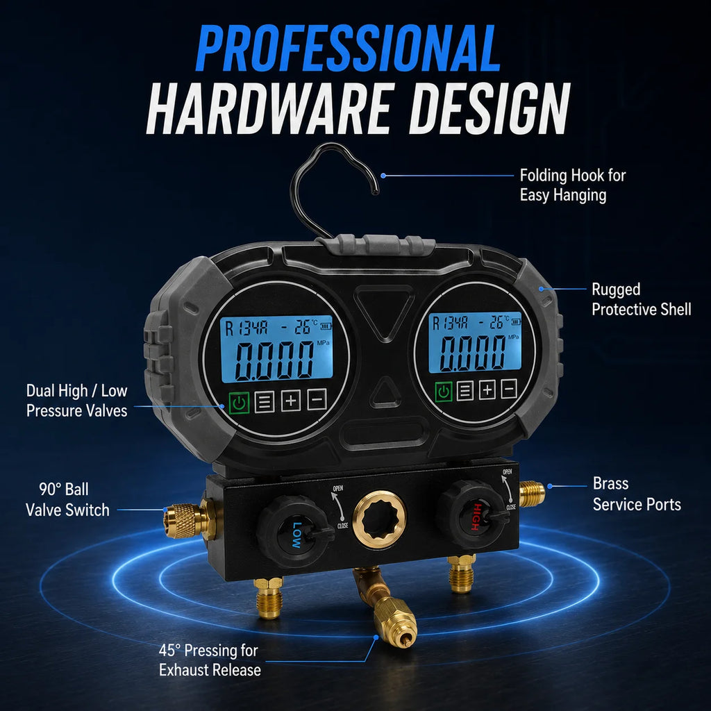 6000KPa Digital Refrigerant Manifold Gauge | HVAC AC Tester Digital Manifold Gauge QXL