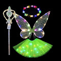 Girls Light-Up Butterfly Fairy Wings | Rainbow Princess Costume Fairy Wings Costume QXL B OneSize