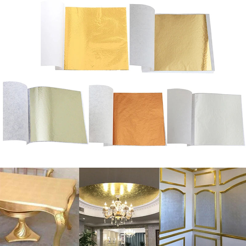 100-Sheet Gold Foil Leaf Sheets for Gilding & DIY Crafts Craft Foil Sheets QXL