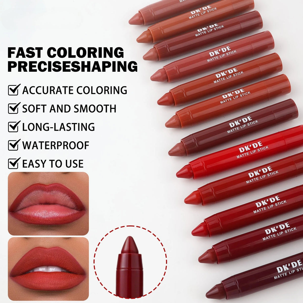 3-Color Matte Lip Crayon Set | Long-Lasting Transfer-Proof Matte Lipstick Set QXL