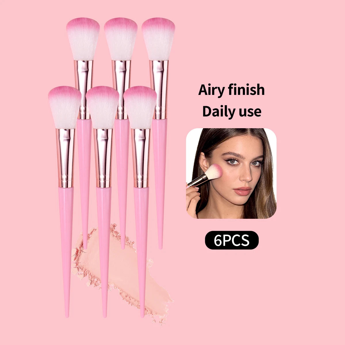 6-Pc Pink Blush & Contour Makeup Brush Set | KOSSHOW Makeup Brush Set QXL
