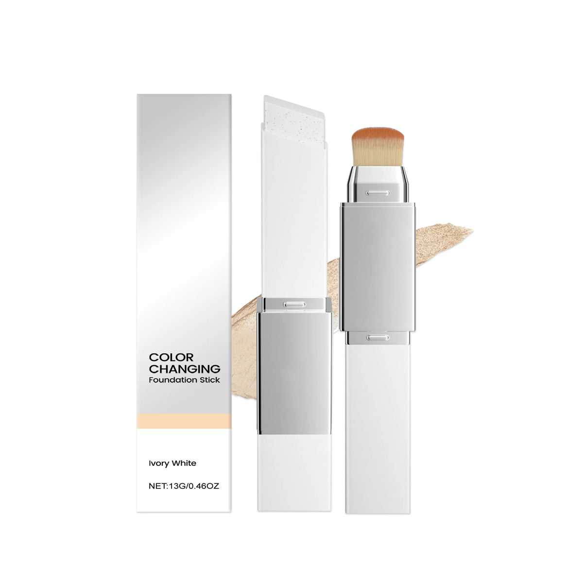 2-in-1 Color-Changing Foundation Stick with Detachable Brush Foundation Stick QXL ivory white