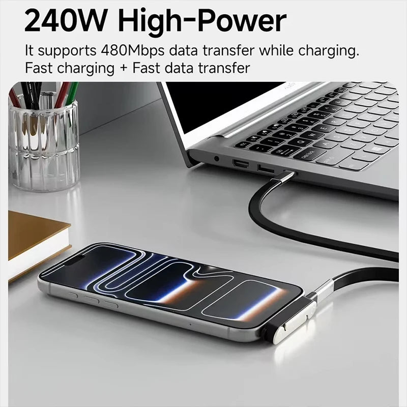 Flat USB-C Charging Bracket Adapter 240W Fast Charge & OTG USB-C Charging Adapter QXL
