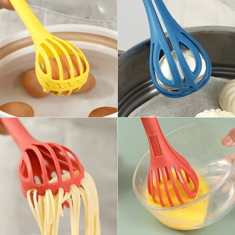 3-in-1 Manual Egg Whisk, Noodle & Food Holder Kitchen Tool Manual Kitchen Whisk QXL