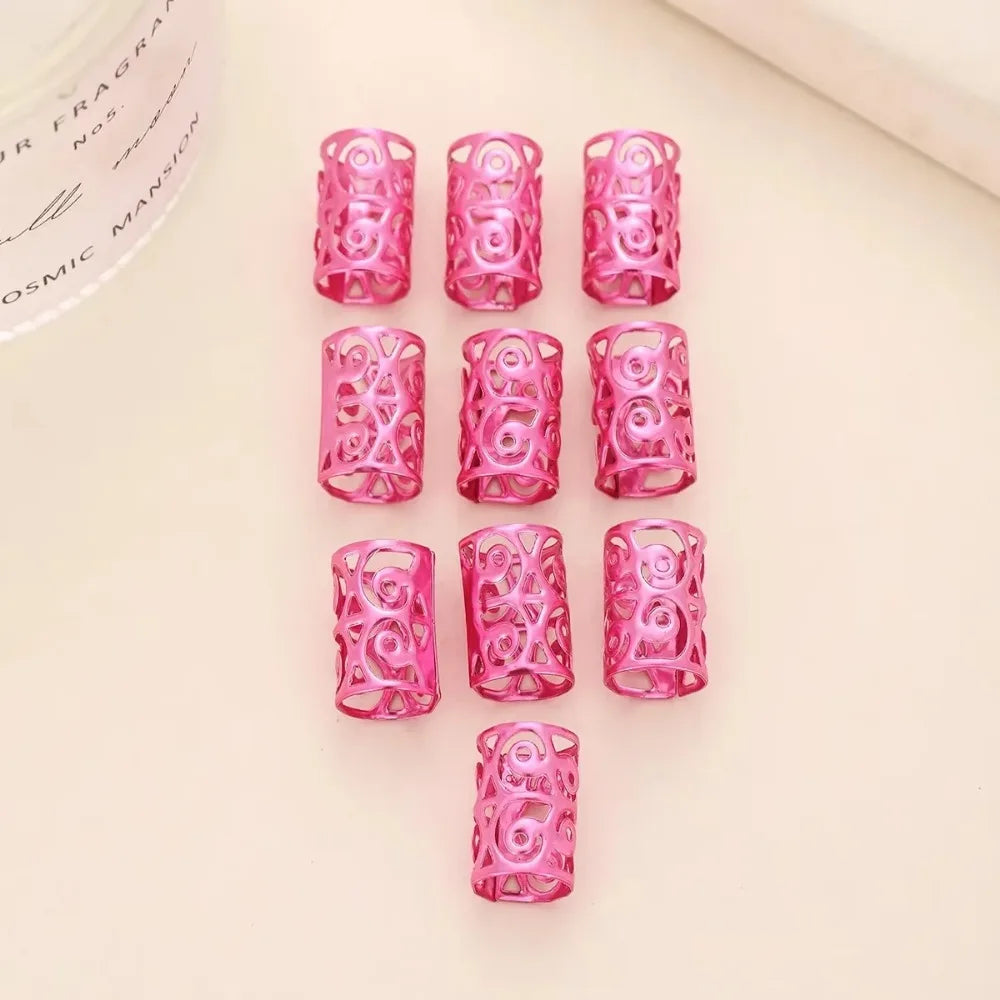 10-Pack 3D Rose Viking Dreadlock Bead Cuffs & Hair Rings Dreadlock Hair Beads QXL