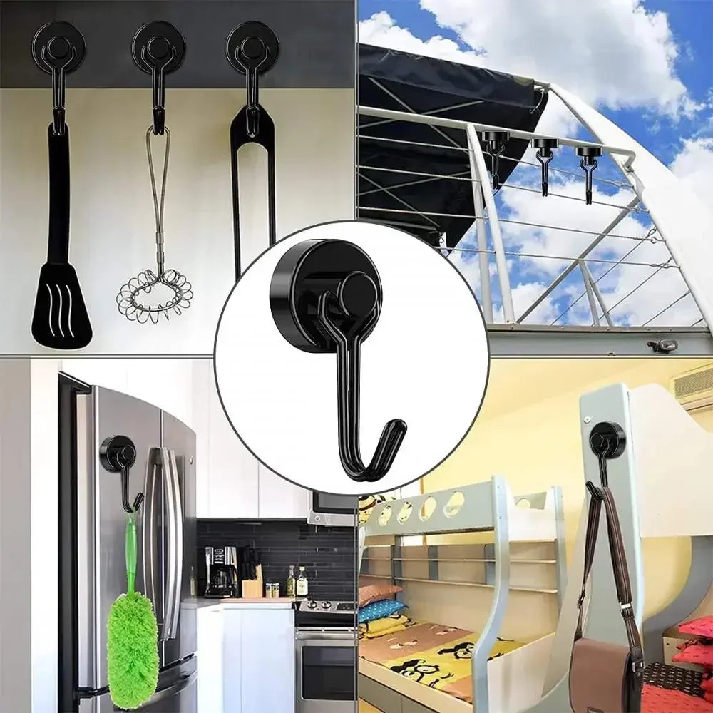 Heavy-Duty Neodymium Magnetic Swivel Hooks | 1–8 Pack Magnetic Swivel Hooks QXL