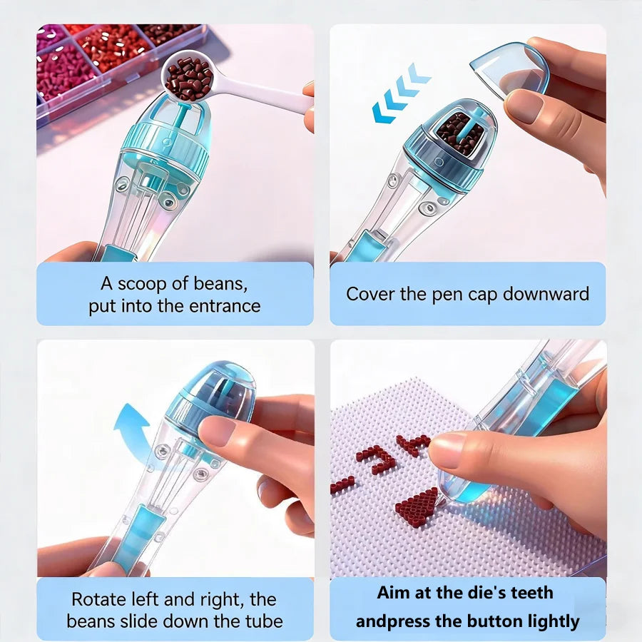 DIY Automatic Bead Pen | 2.6mm 3D Pixel Puzzle Craft Tool DIY Bead Craft Pen QXL