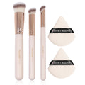 MAANGE 5-Pc Makeup Brush & Triangle Powder Puff Set Makeup Brush Set QXL Apricot