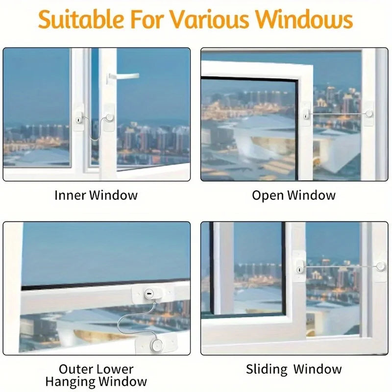 Self-Adhesive Window Security Locks with Screws & Keys Window Security Lock QXL