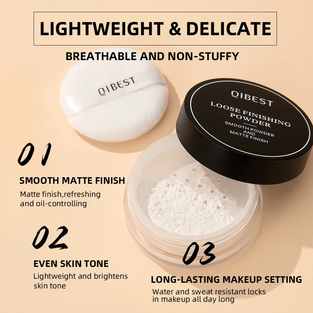 QIBEST Matte Loose Setting Powder | Oil Control 24H Waterproof Loose Setting Powder QXL