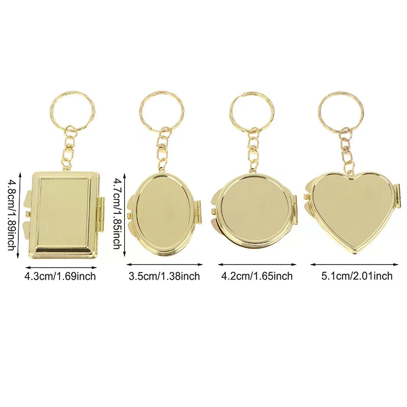 Mini Folding Makeup Mirror Keychain | Double-Sided Metal Compact Makeup Mirror QXL