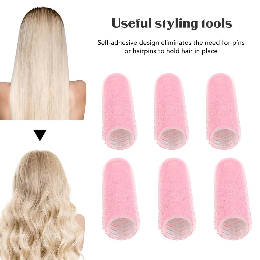 6-Pack Self-Grip PP Hair Rollers | No-Pin Curl Styling Set Self-Grip Hair Rollers QXL