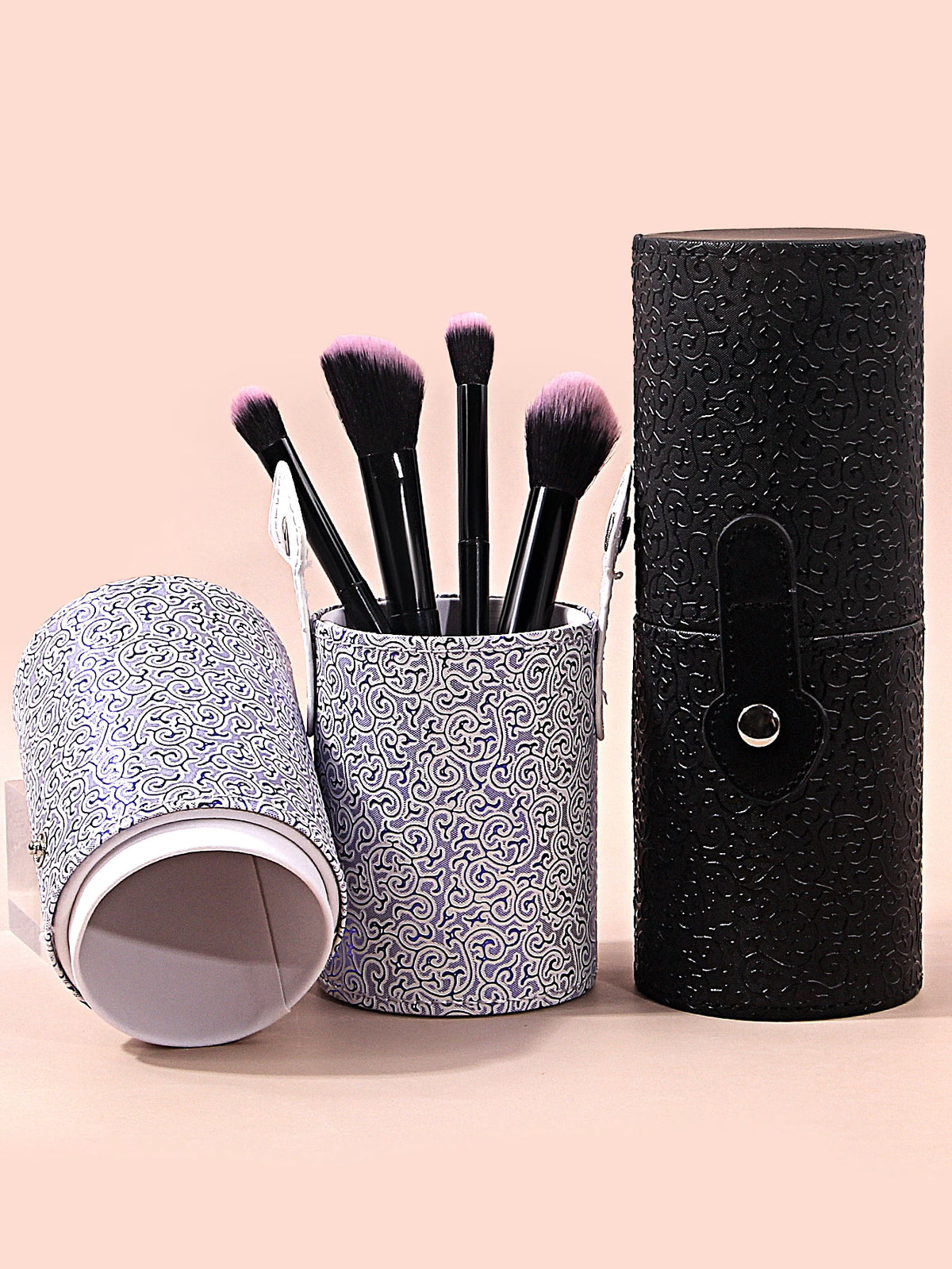 KOSSHOW PU Leather Makeup Brush Holder | Dustproof Cylinder Makeup Brush Holder QXL