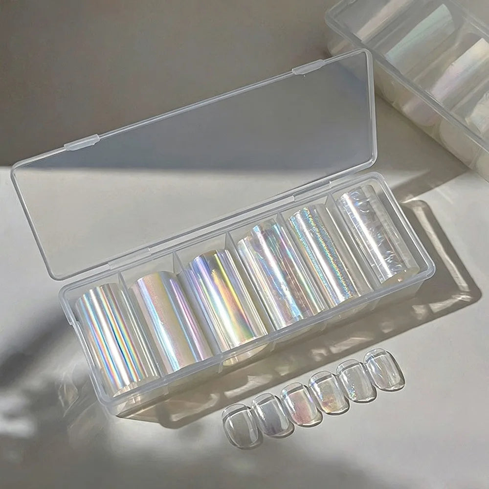10-Roll Holographic Nail Foil Decals | Aurora Mermaid Transfer Nail Foil Decals QXL 2