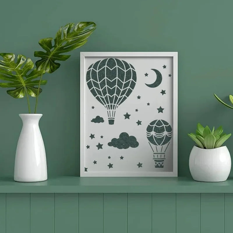 Hot Air Balloon Stencil 11.8" | Reusable Plastic DIY Craft DIY Painting Stencil QXL