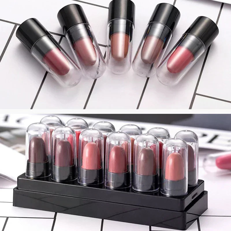 12-Pack Empty Lipstick Tubes & Lip Balm Containers + Storage Box Lipstick Tube Set QXL
