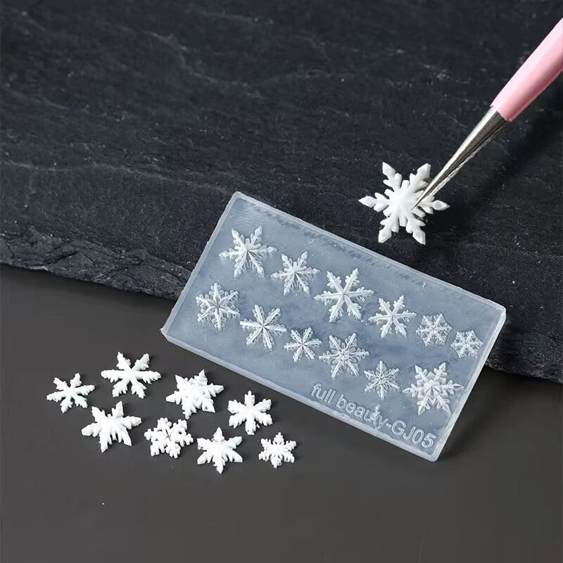 3D Snowflake Silicone Nail Art Mold | Christmas Stamping Nail Art Mold QXL