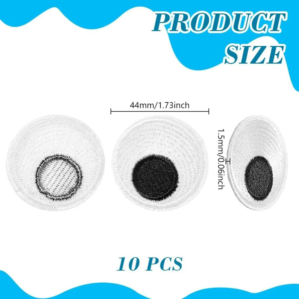 10-Pack Cartoon Eyeball Sew-On Embroidered Patches | DIY Appliqués Embroidered Sew-On Patches QXL