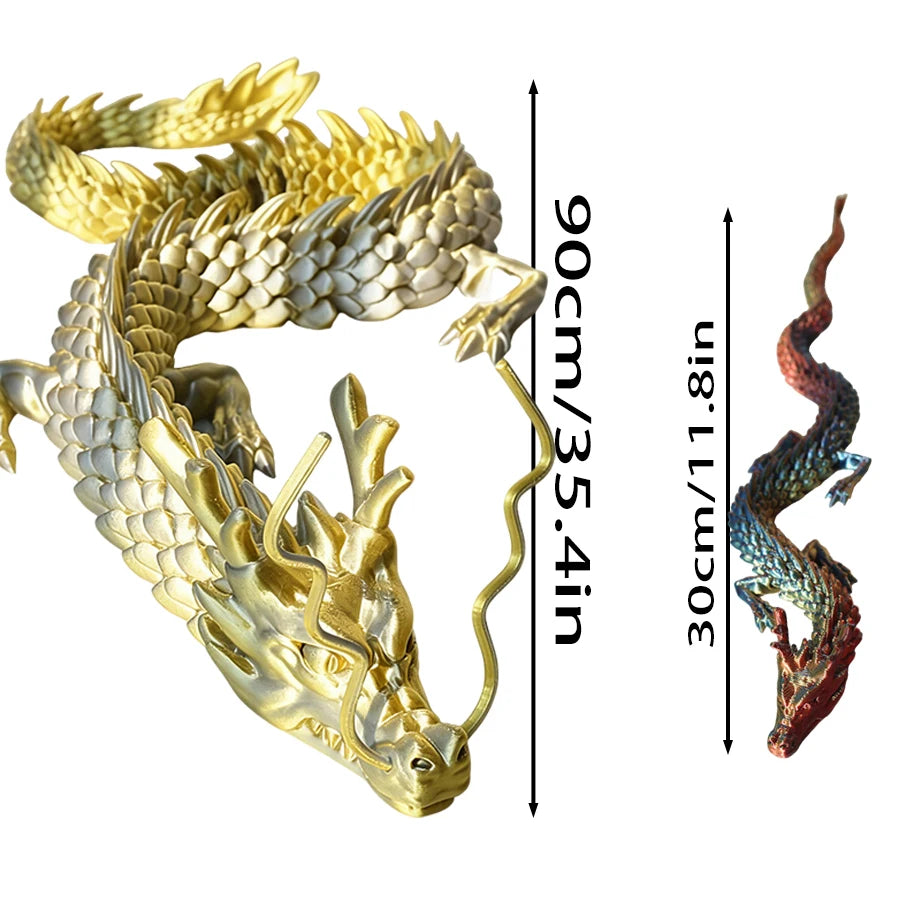 Giant 3D Printed Dragon Statue 90cm – Articulated Collectible Collectible Figurine QXL