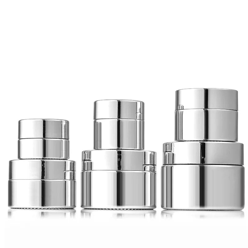 Silver Glass Cream Jar | Empty Cosmetic Container 5–50ml Glass Cosmetic Jar QXL