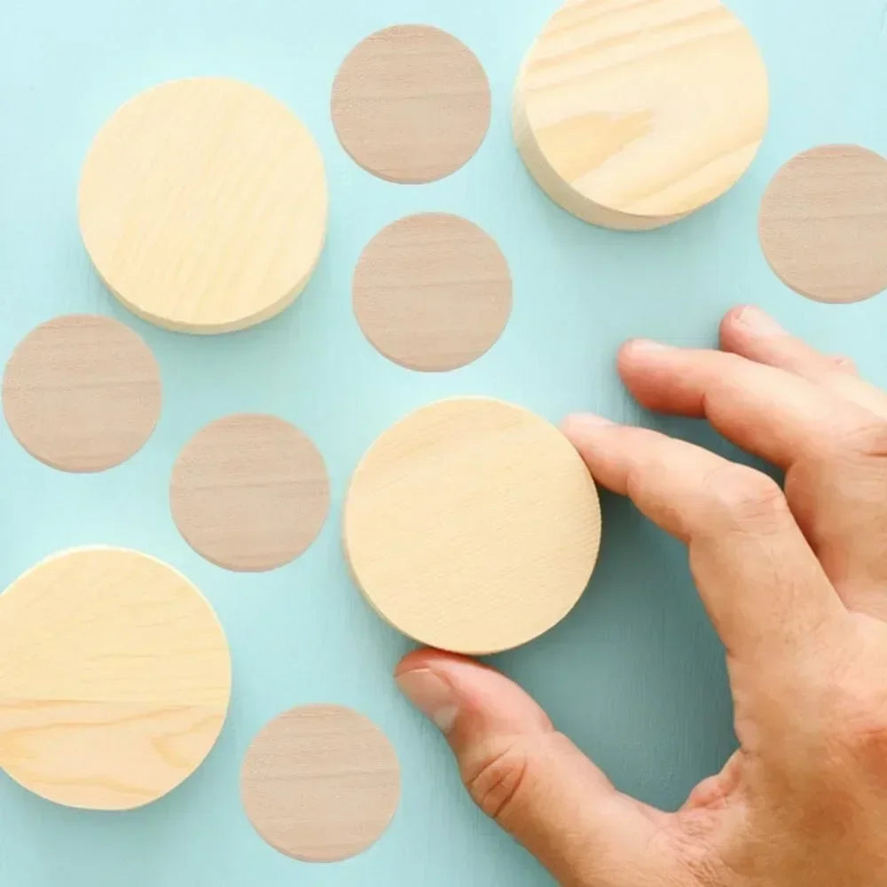 50-Pack 1" Unfinished Beech Wood Circle Cutouts for DIY Crafts Wood Craft Blanks QXL