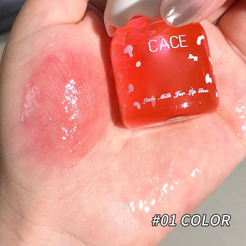 CACE Milk Jar Lip Oil Balm – Moisturizing Clear Lip Gloss Lip Oil Balm QXL