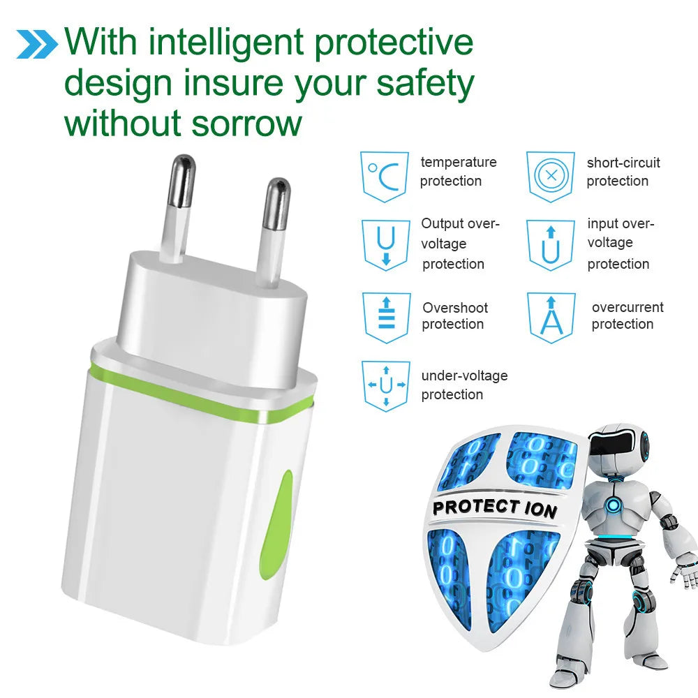 Dual Port 5V 2A USB Wall Charger – EU US AU Travel Adapter USB Travel Charger QXL