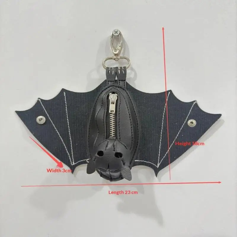 PU Leather Bat Coin Purse & Keychain | Zippered Wallet Novelty Coin Purse QXL