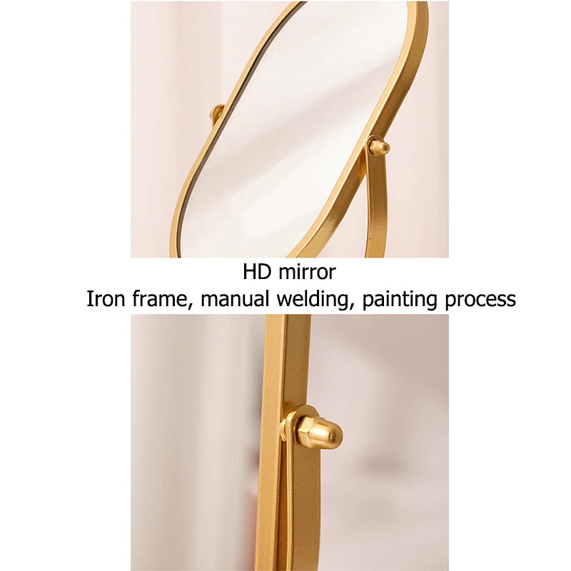 Oval Iron Frame Desktop Vanity Mirror | Flat & Storage Base Desktop Vanity Mirror QXL