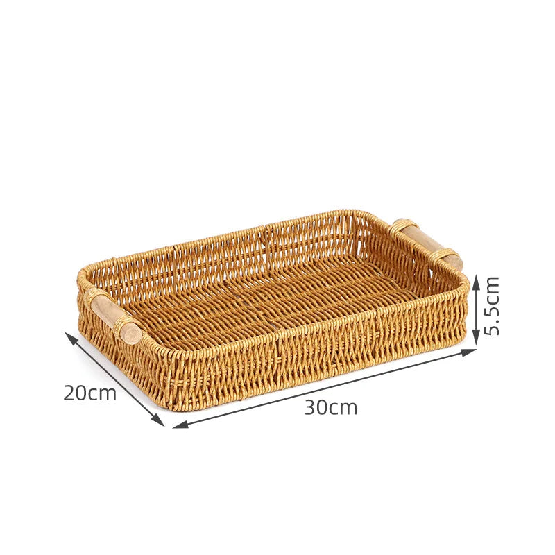 Rectangular Rattan Wicker Tray | Fruit, Food & Home Decor Wicker Serving Tray QXL Brown S