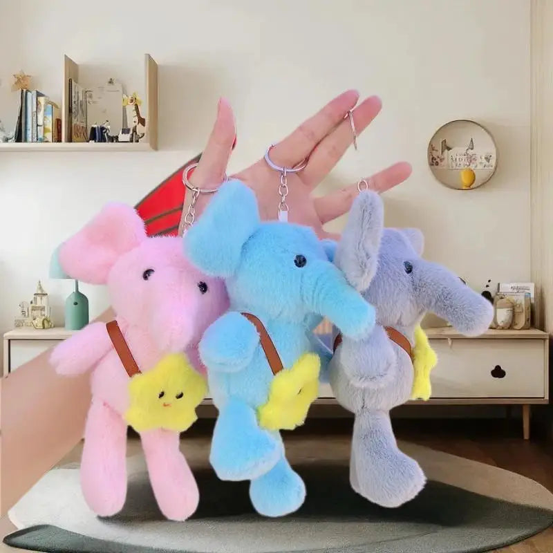 Star Elephant Plush Keychain | Cute Animal Key Ring Gift Plush Keychain QXL