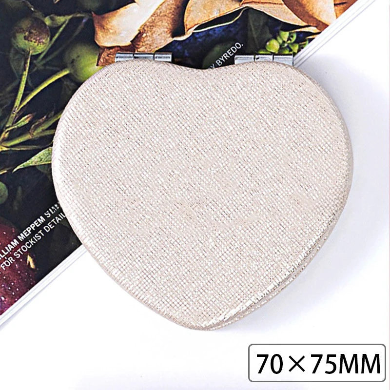 Heart-Shaped Dual-Sided Compact Makeup Mirror | HD Folding Compact Vanity Mirror QXL A6
