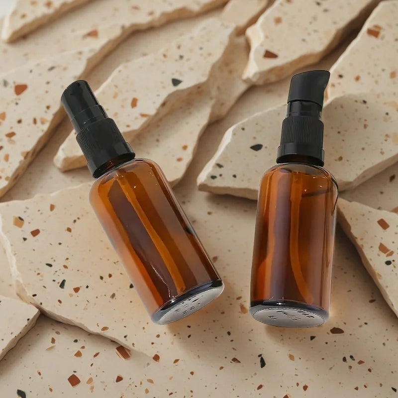 30ml Amber Glass Lotion Pump Bottles | Refillable Travel Set Refillable Pump Bottle QXL