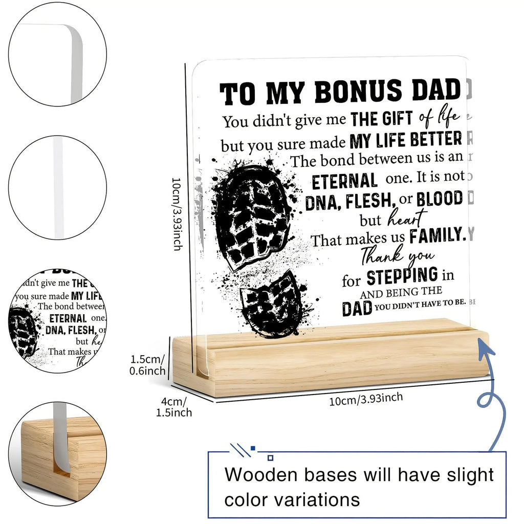 Bonus Dad Acrylic Plaque | Stepdad Father's Day Gift Decorative Desk Plaque QXL