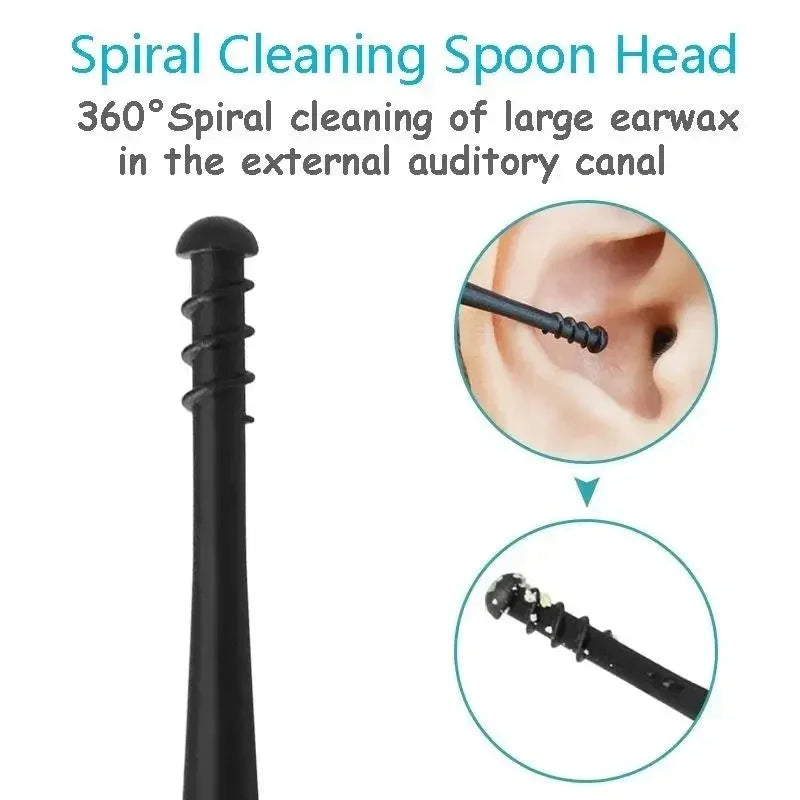5-Pack Soft Silicone Ear Picks | Double-Ended Spiral Tips Ear Cleaning Tool QXL