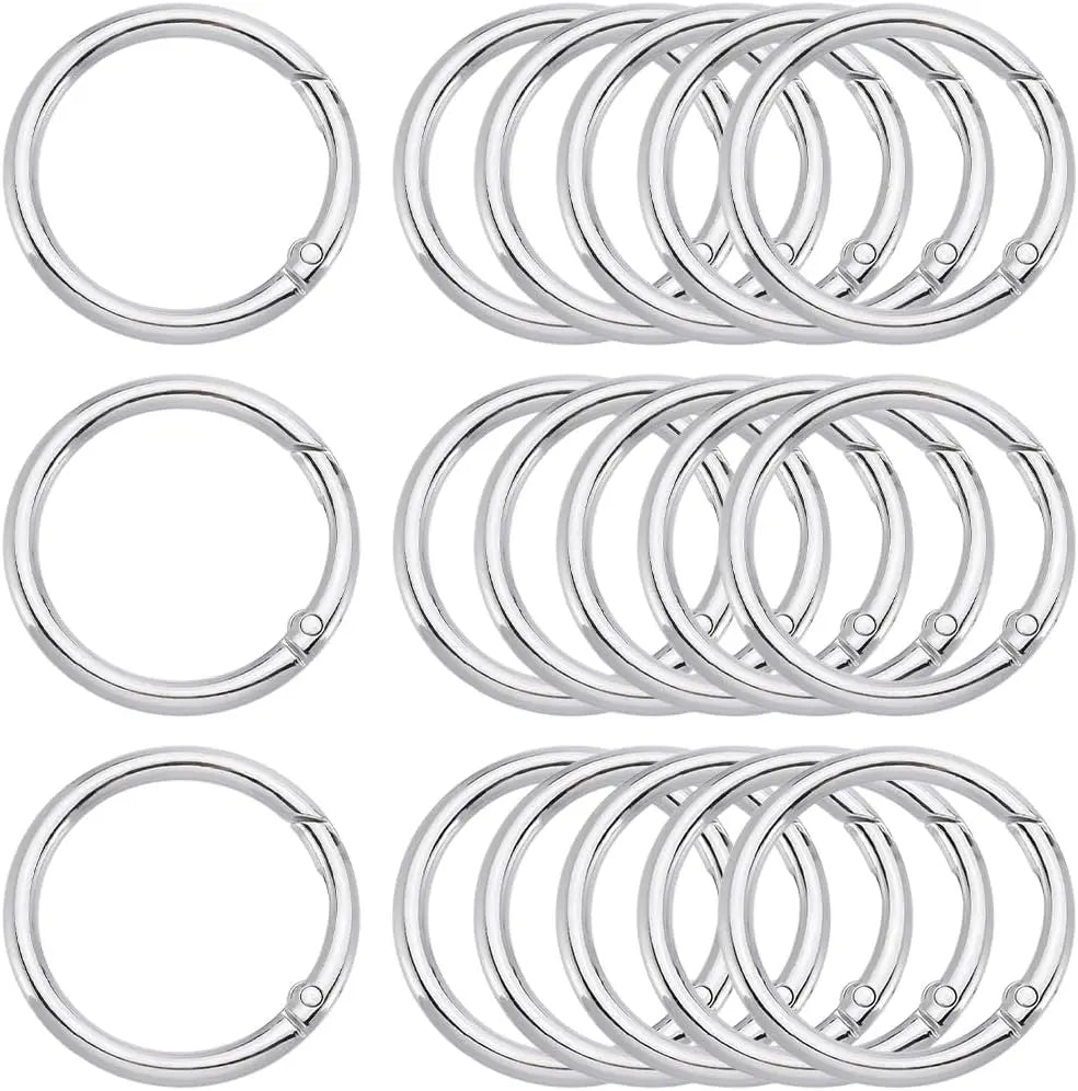 20-Pack 40mm Silver Carabiner Spring O-Ring Clips | Metal Alloy Carabiner Snap Rings QXL AECH04-12775