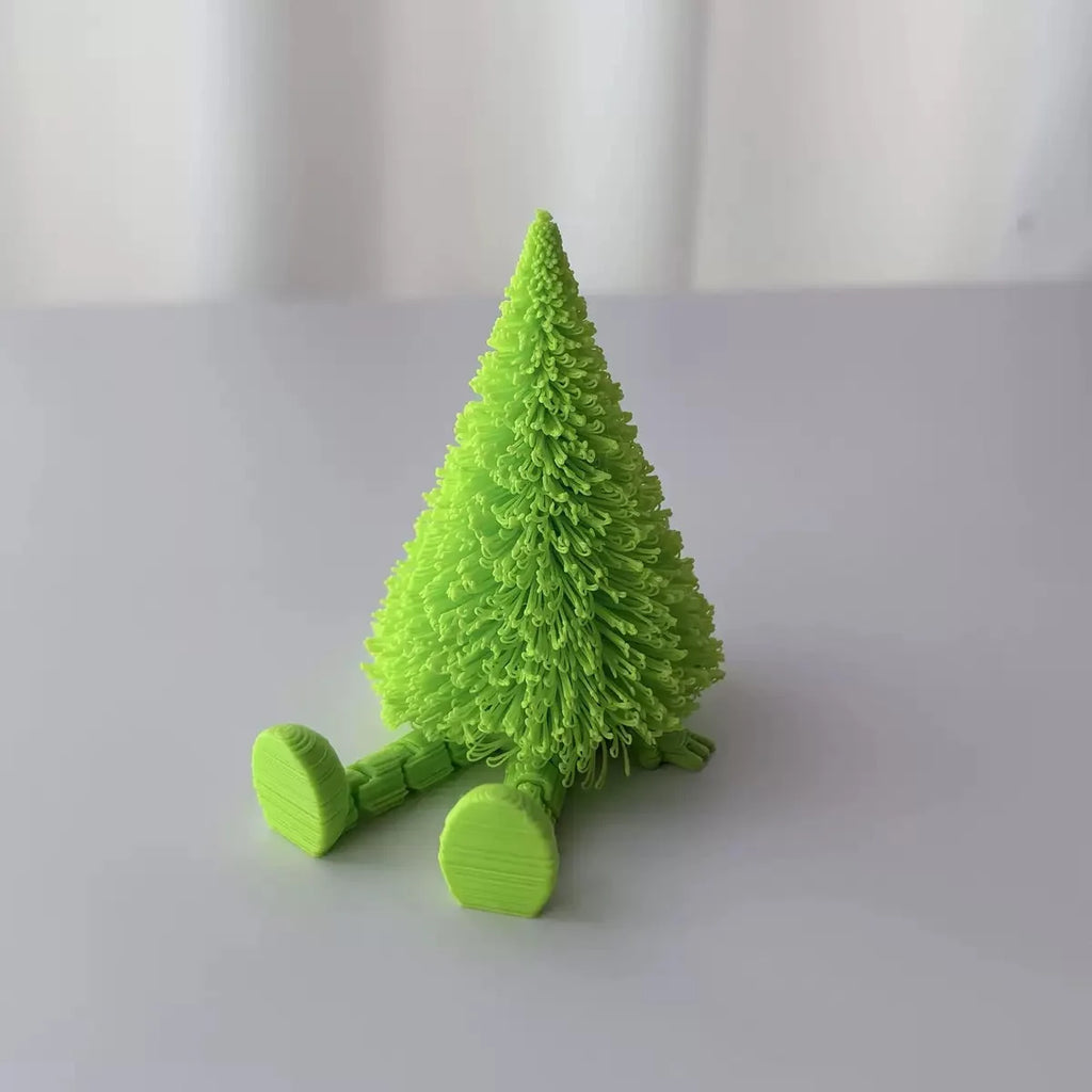 Poseable 3D Printed Christmas Tree | Movable Joints Red & Gold Holiday Novelty Decor QXL