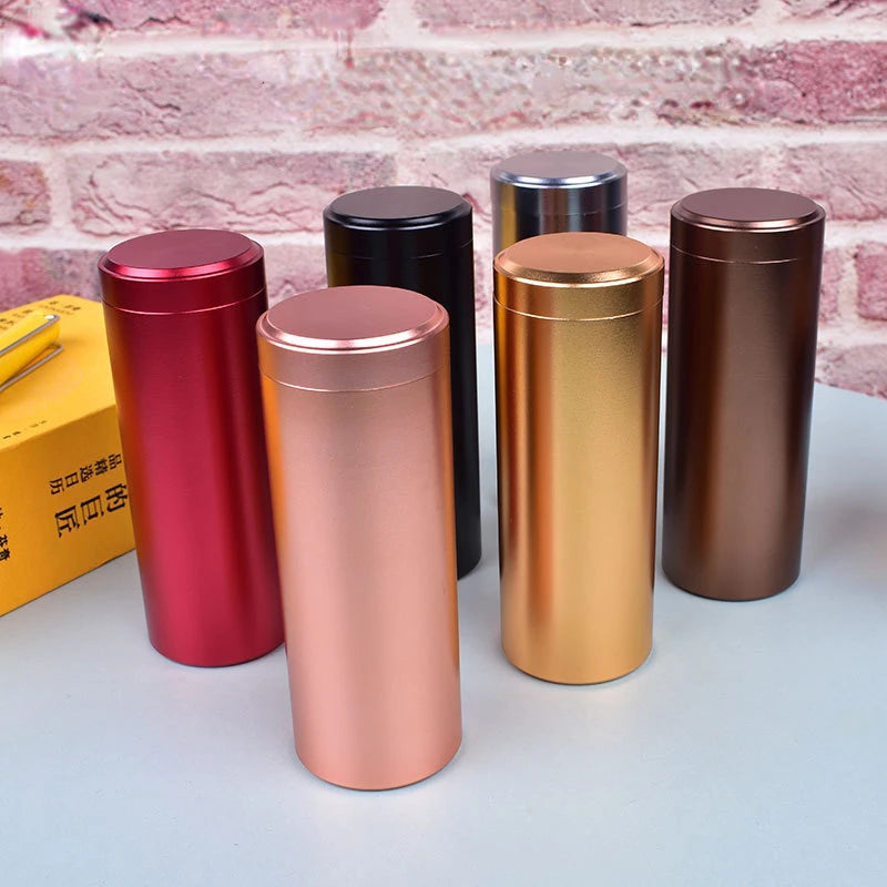 Airtight Stainless Steel Tea & Herb Jar | 60ml & 120ml Caddy Airtight Storage Jar QXL