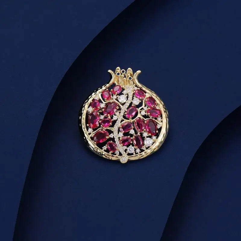 Crystal Pomegranate Brooch Pin | Women's Floral Jewelry Gift Fashion Brooch Pin QXL