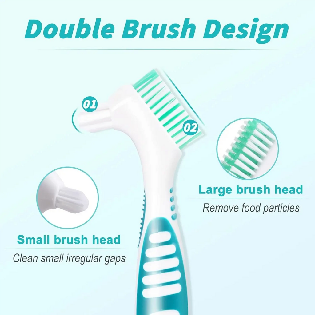 Double-Sided Denture Cleaning Brush Set | Soft Bristles 4/24-Pack Denture Cleaning Brush QXL