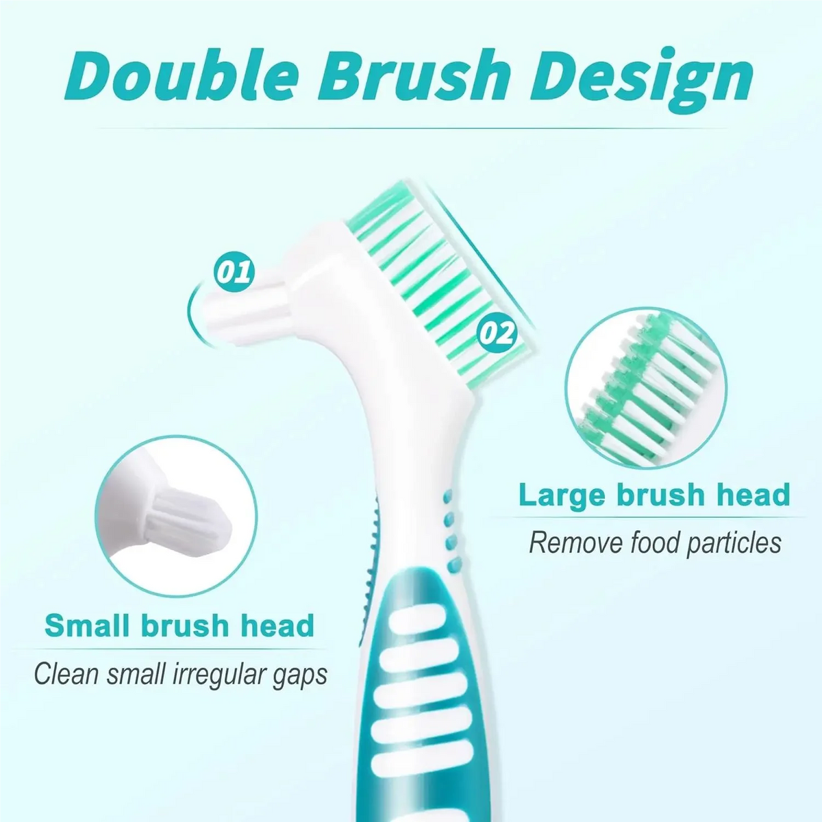 Double-Sided Denture Cleaning Brush Set | Soft Bristles 4/24-Pack Denture Cleaning Brush QXL