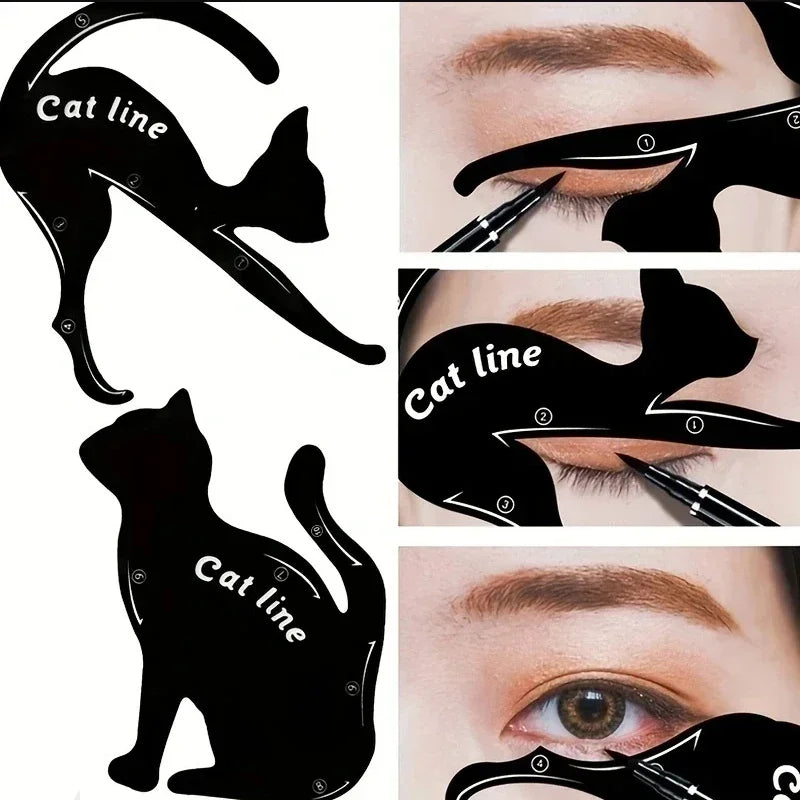 2-Pack Cat Eye Eyeliner Stencils | Winged Liner Template Eyeliner Stencil QXL
