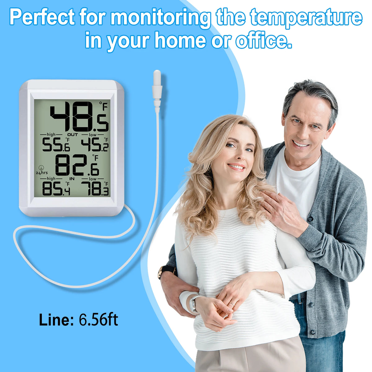 Digital Indoor/Outdoor Thermometer with Wired Probe & Min/Max Digital Thermometer QXL