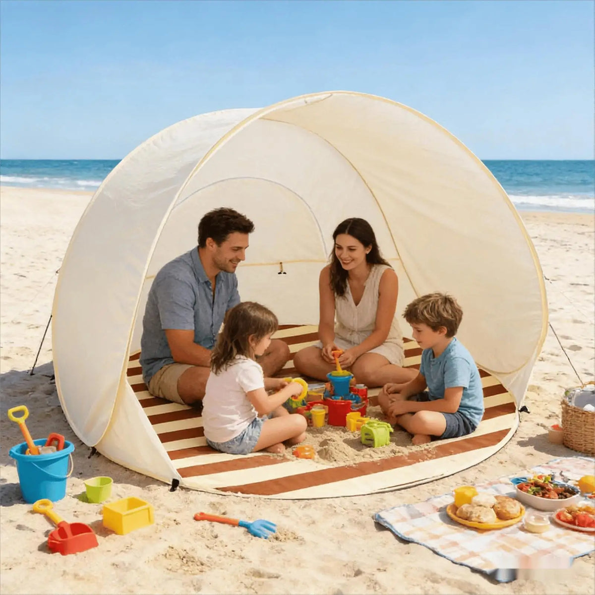 Pop-Up Beach Tent 3–4 Person | UPF 50+ Canopy Shelter Pop-Up Beach Tent QXL